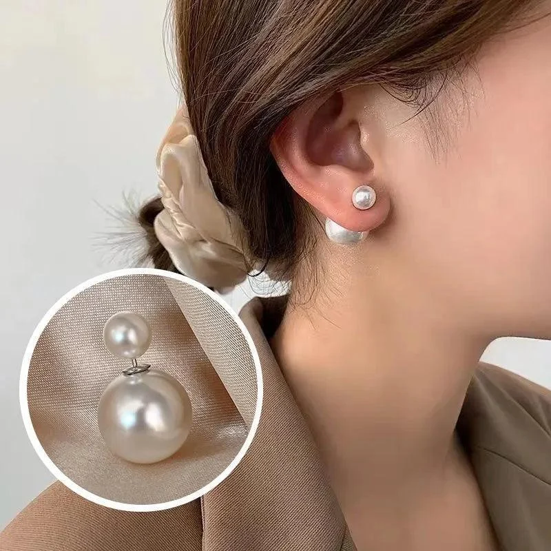 Two Way Pearl Stud Earrings - Glova