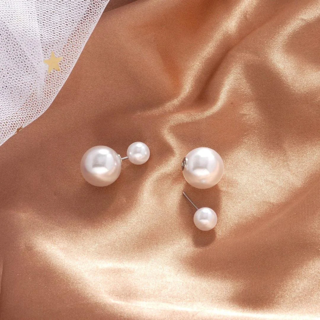 Two Way Pearl Stud Earrings - Glova