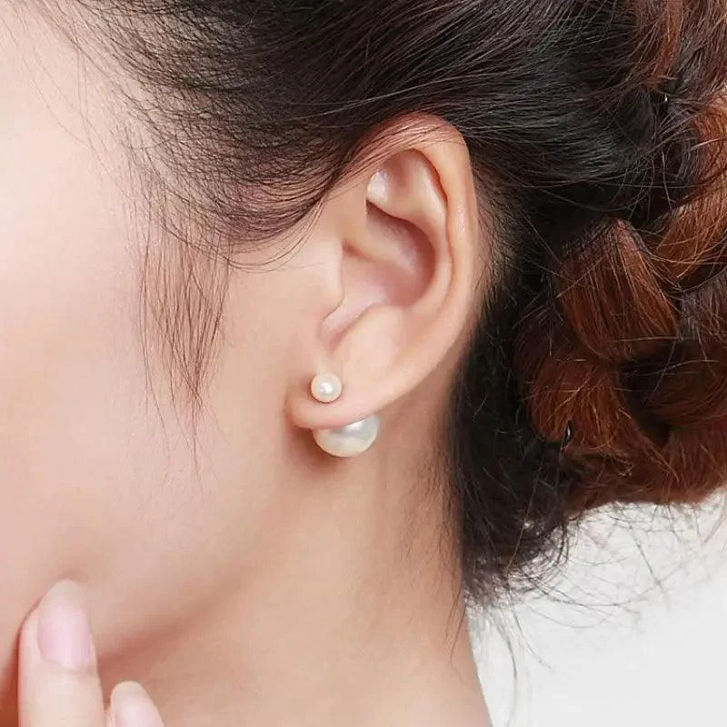 Two Way Pearl Stud Earrings - Glova