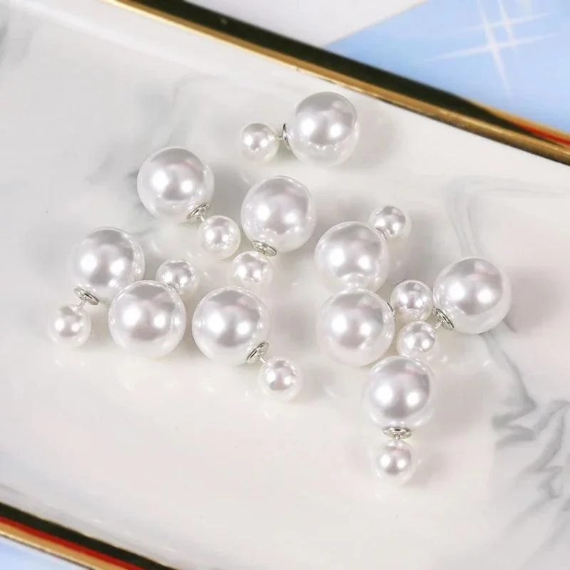 Two Way Pearl Stud Earrings - Glova