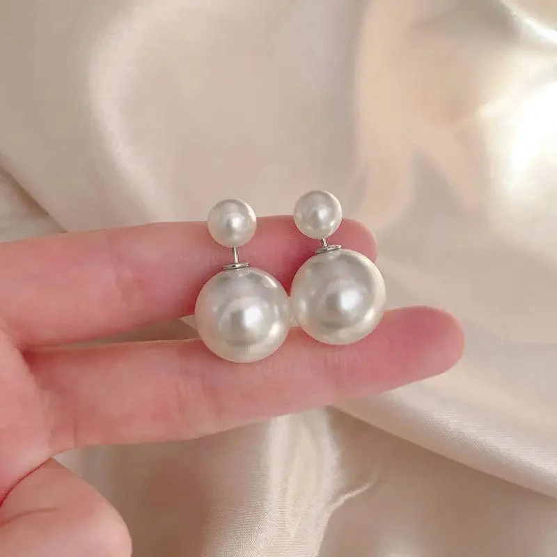 Two Way Pearl Stud Earrings - Glova