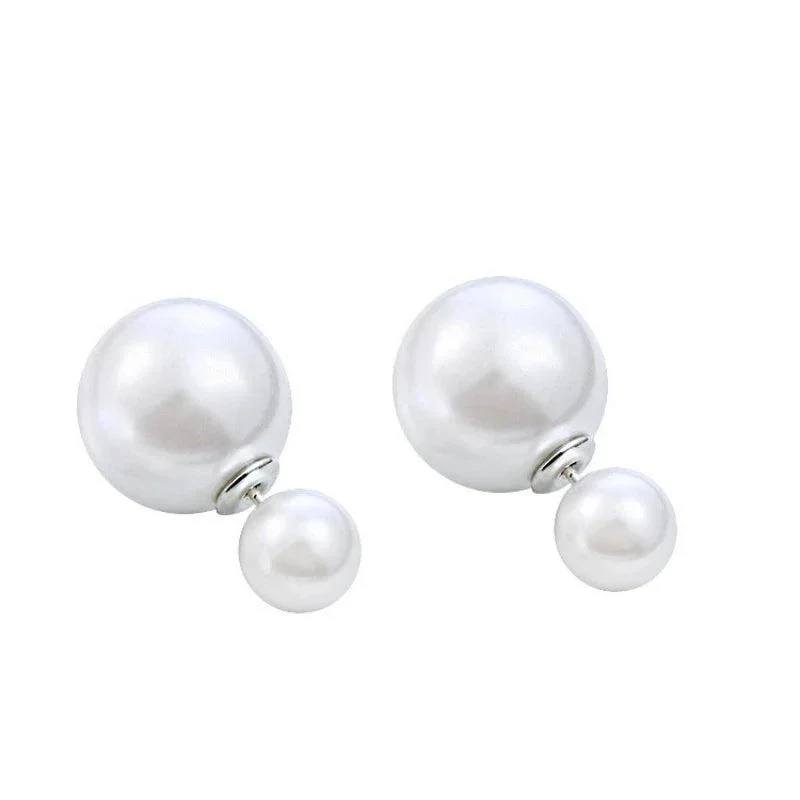 Two Way Pearl Stud Earrings - Glova