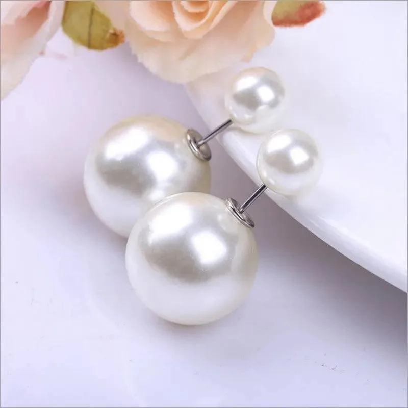 Two Way Pearl Stud Earrings - Glova