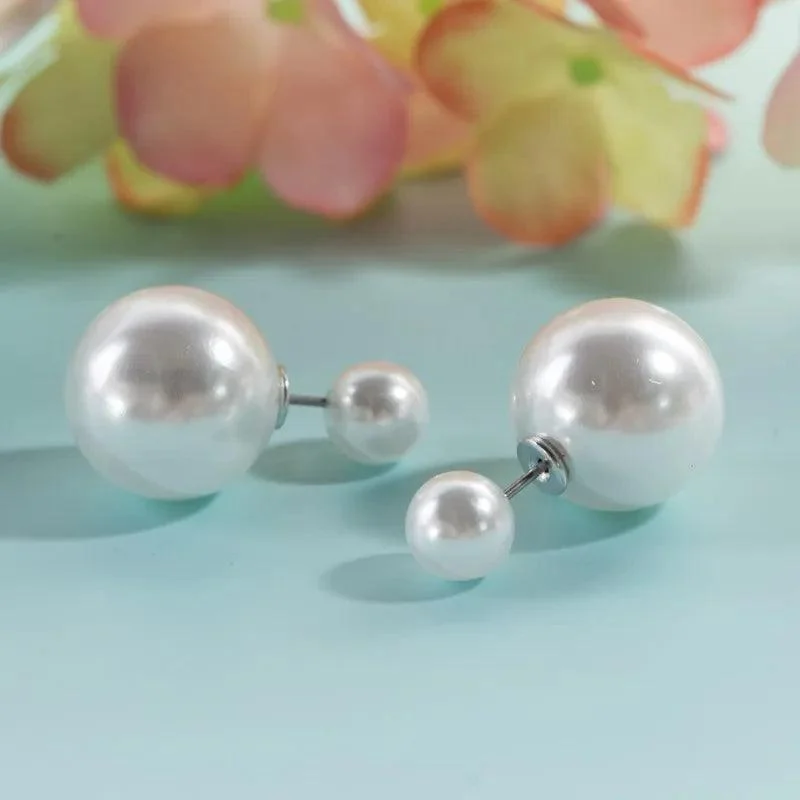 Two Way Pearl Stud Earrings - Glova