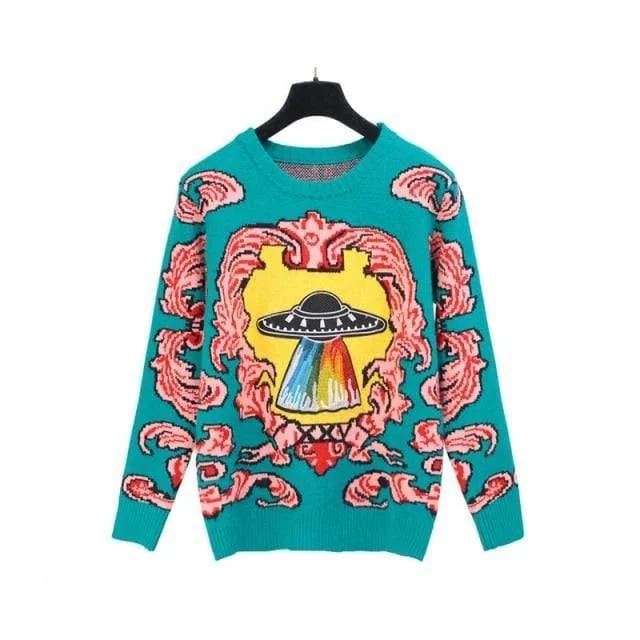 UFO Retro Sweater In Green - Glova