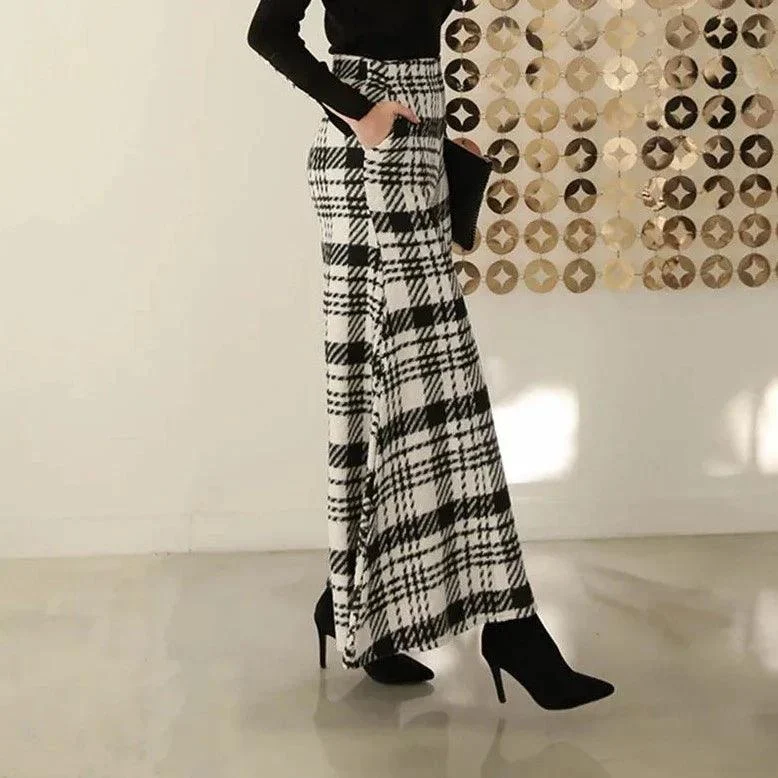 Uiara Flare Cropped Plaid Pants - Glova