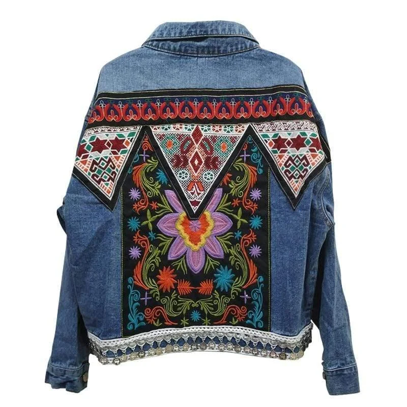 Valencia Floral Embroidered Denim Jacket - Glova