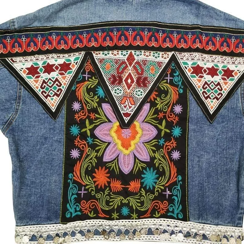 Valencia Floral Embroidered Denim Jacket - Glova