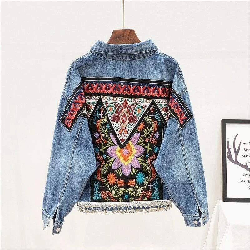 Valencia Floral Embroidered Denim Jacket - Glova