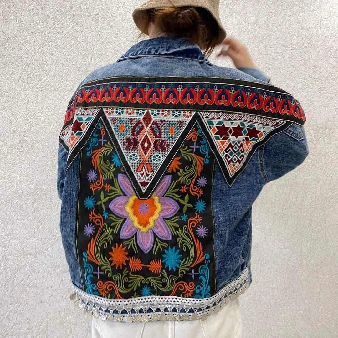 Valencia Floral Embroidered Denim Jacket - Glova