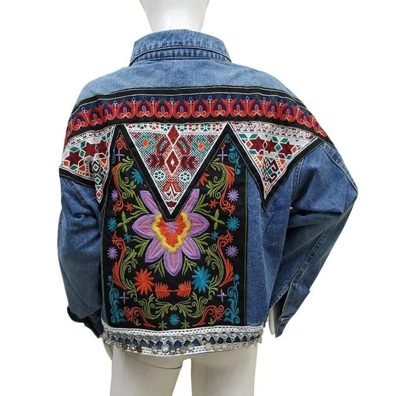 Valencia Floral Embroidered Denim Jacket - Glova