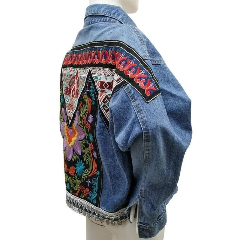 Valencia Floral Embroidered Denim Jacket - Glova