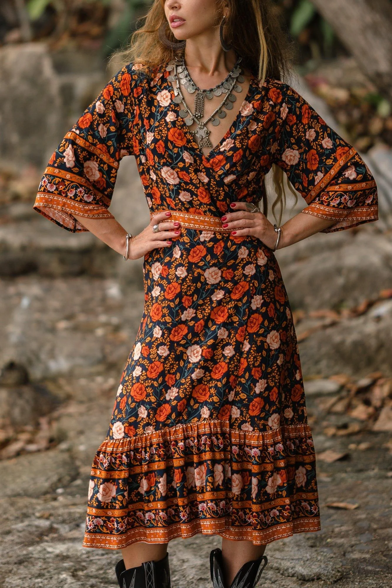 Valeria Midi Dress in Brown - Glova