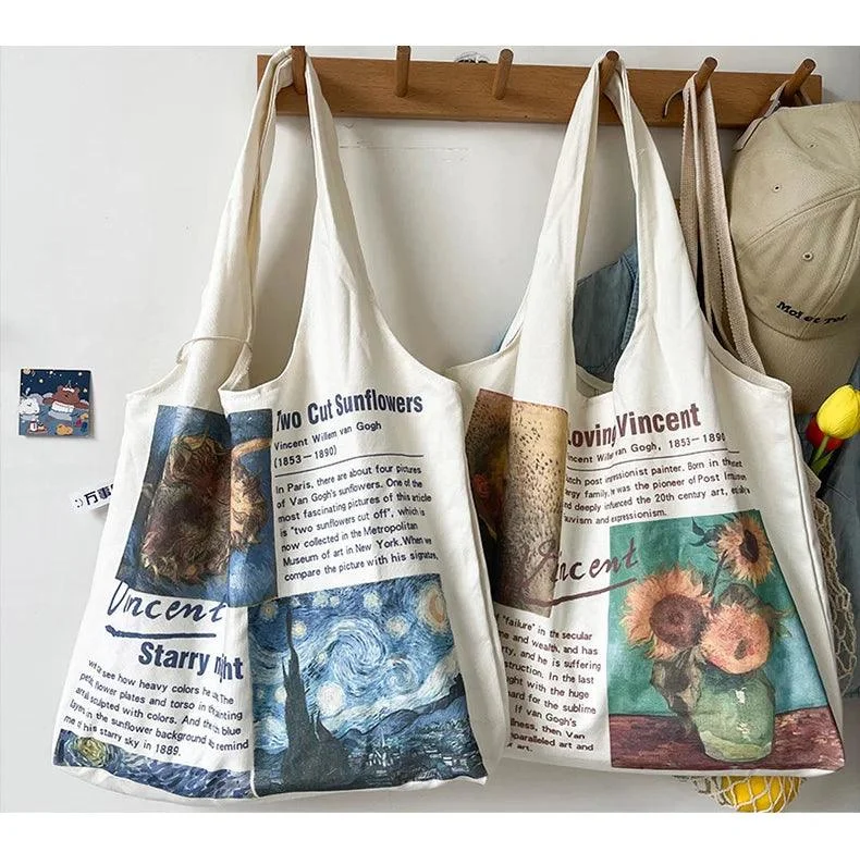 Van Gogh Painting and Memo Canvas Totes - Glova