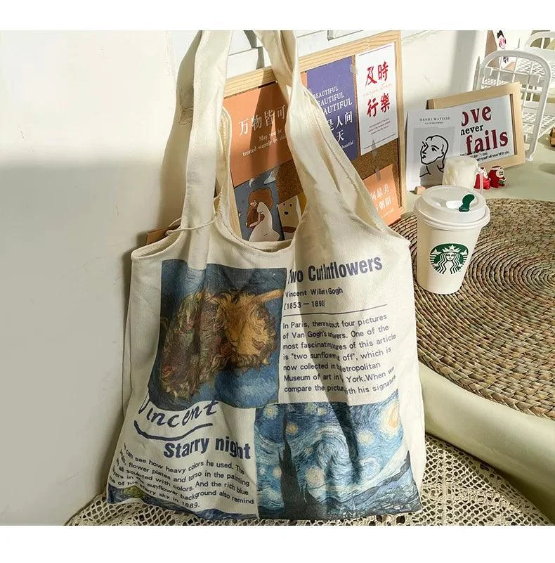 Van Gogh Painting and Memo Canvas Totes - Glova