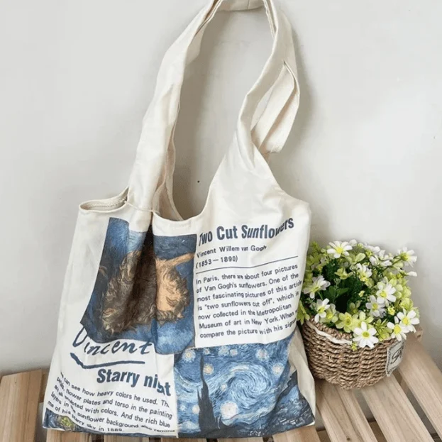 Van Gogh Painting and Memo Canvas Totes - Glova