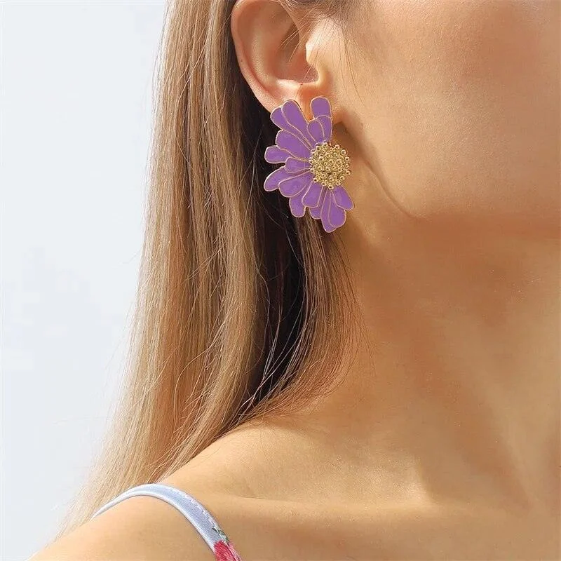 Veera Enamel Flower Earrings - Glova