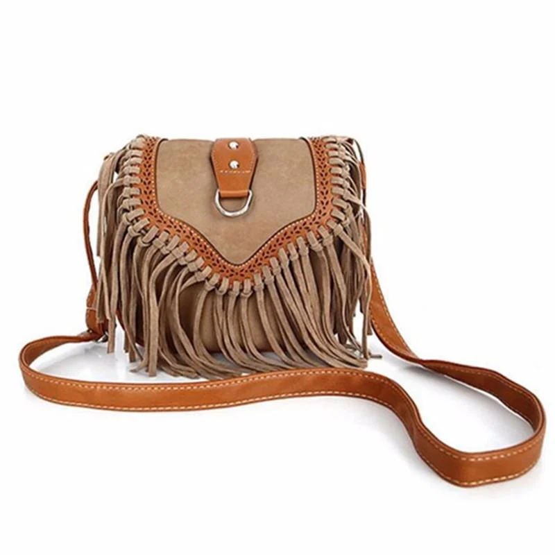 Vegan Boho Style Crossbody Bag with Tassels - Glova