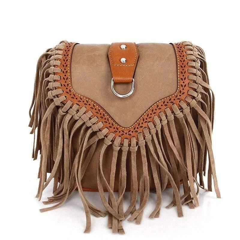 Vegan Boho Style Crossbody Bag with Tassels - Glova