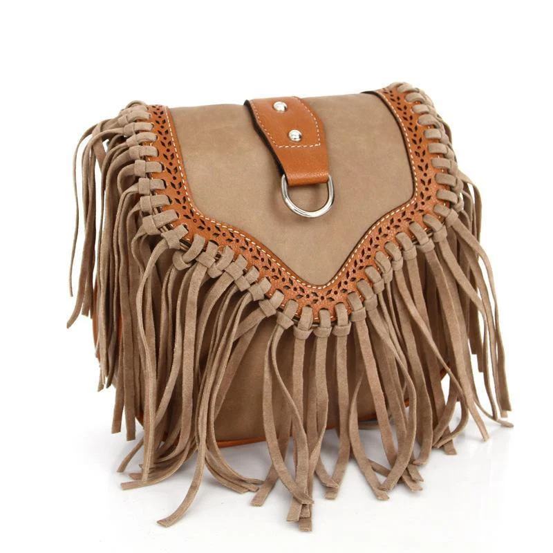 Vegan Boho Style Crossbody Bag with Tassels - Glova