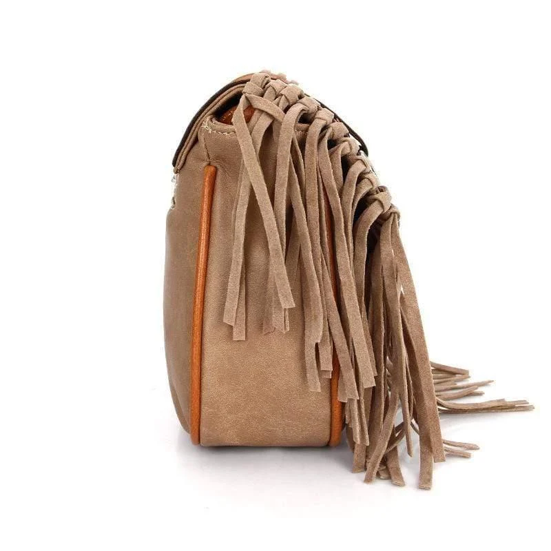 Vegan Boho Style Crossbody Bag with Tassels - Glova