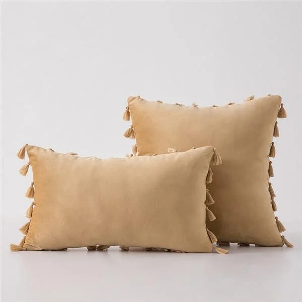 Velvet Cushion Cover with Tassels - Glova