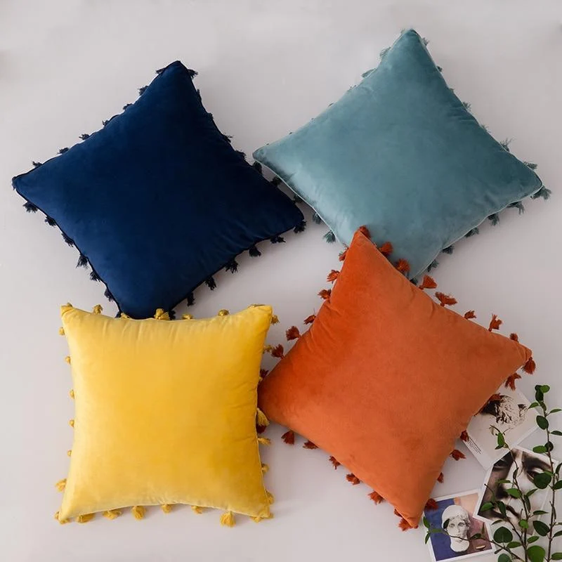 Velvet Cushion Cover with Tassels - Glova