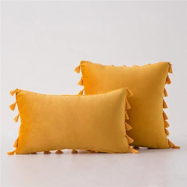 Velvet Cushion Cover with Tassels - Glova