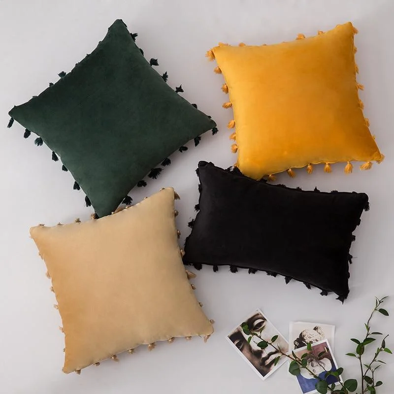 Velvet Cushion Cover with Tassels - Glova