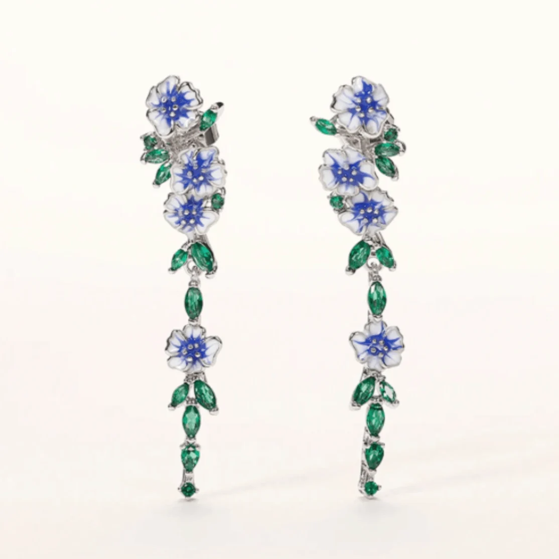 Vintage Enamel Flower Drop Earrings - Glova