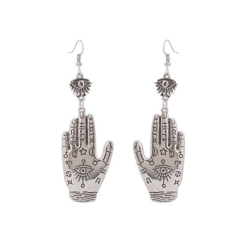 Vintage Evil Eye Hamsa Hand Drop Earrings - Glova