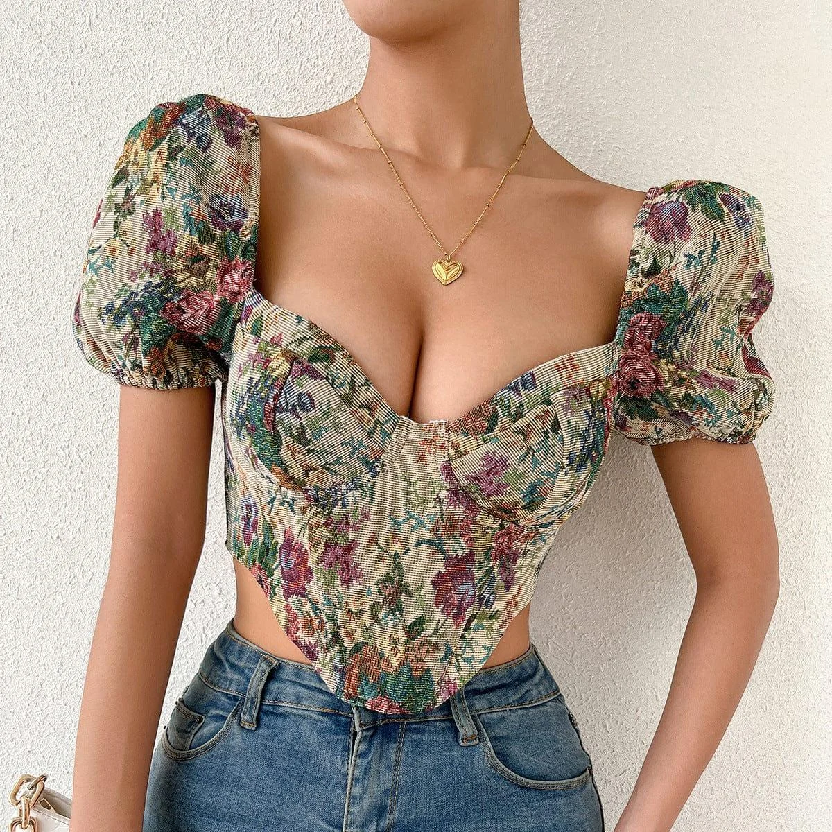 Vintage Floral Corset Top - Glova