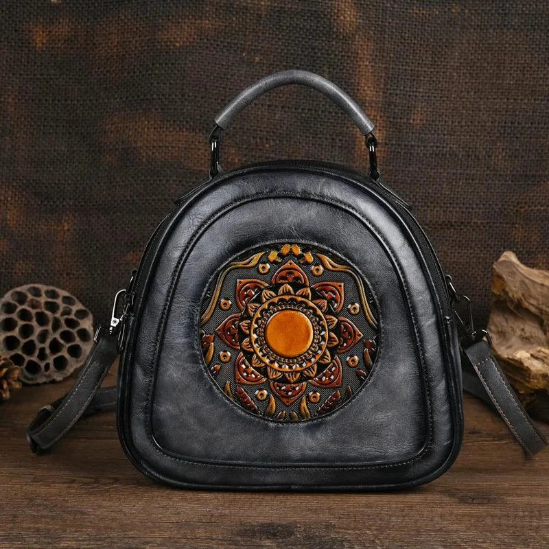 Vintage Handmade Embossed Leather Women Handbags - Glova