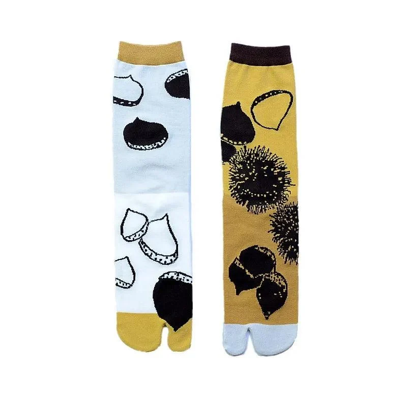 Vintage Harajuku Prints Cotton Split Toe Socks - Glova