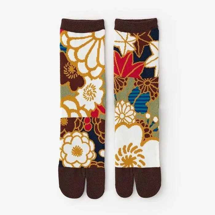 Vintage Harajuku Prints Cotton Split Toe Socks - Glova