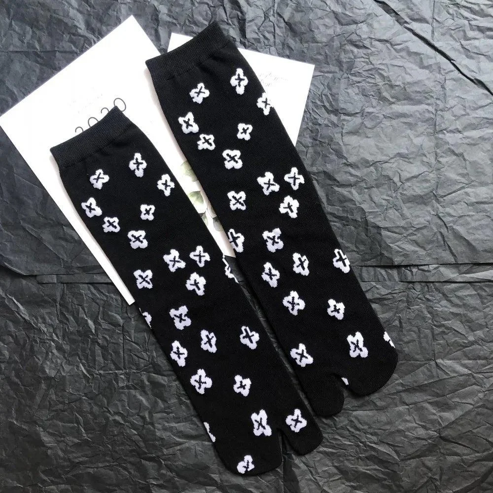 Vintage Harajuku Prints Cotton Split Toe Socks - Glova