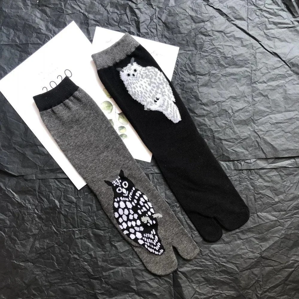 Vintage Harajuku Prints Cotton Split Toe Socks - Glova