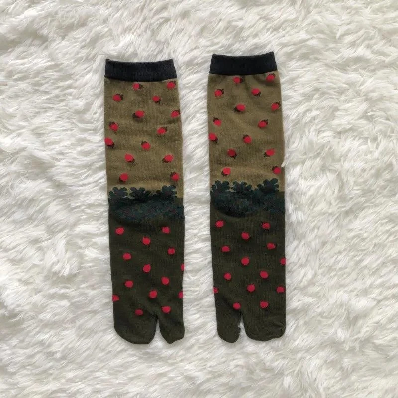 Vintage Harajuku Prints Cotton Split Toe Socks - Glova