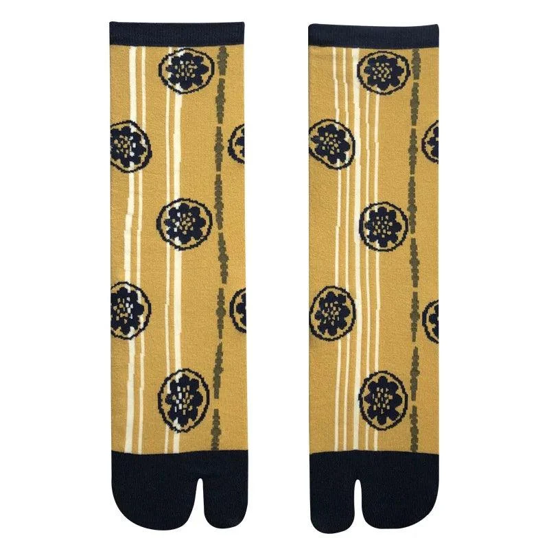 Vintage Harajuku Prints Cotton Split Toe Socks - Glova