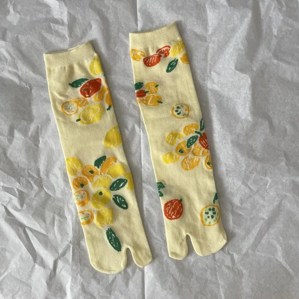 Vintage Harajuku Prints Cotton Split Toe Socks - Glova