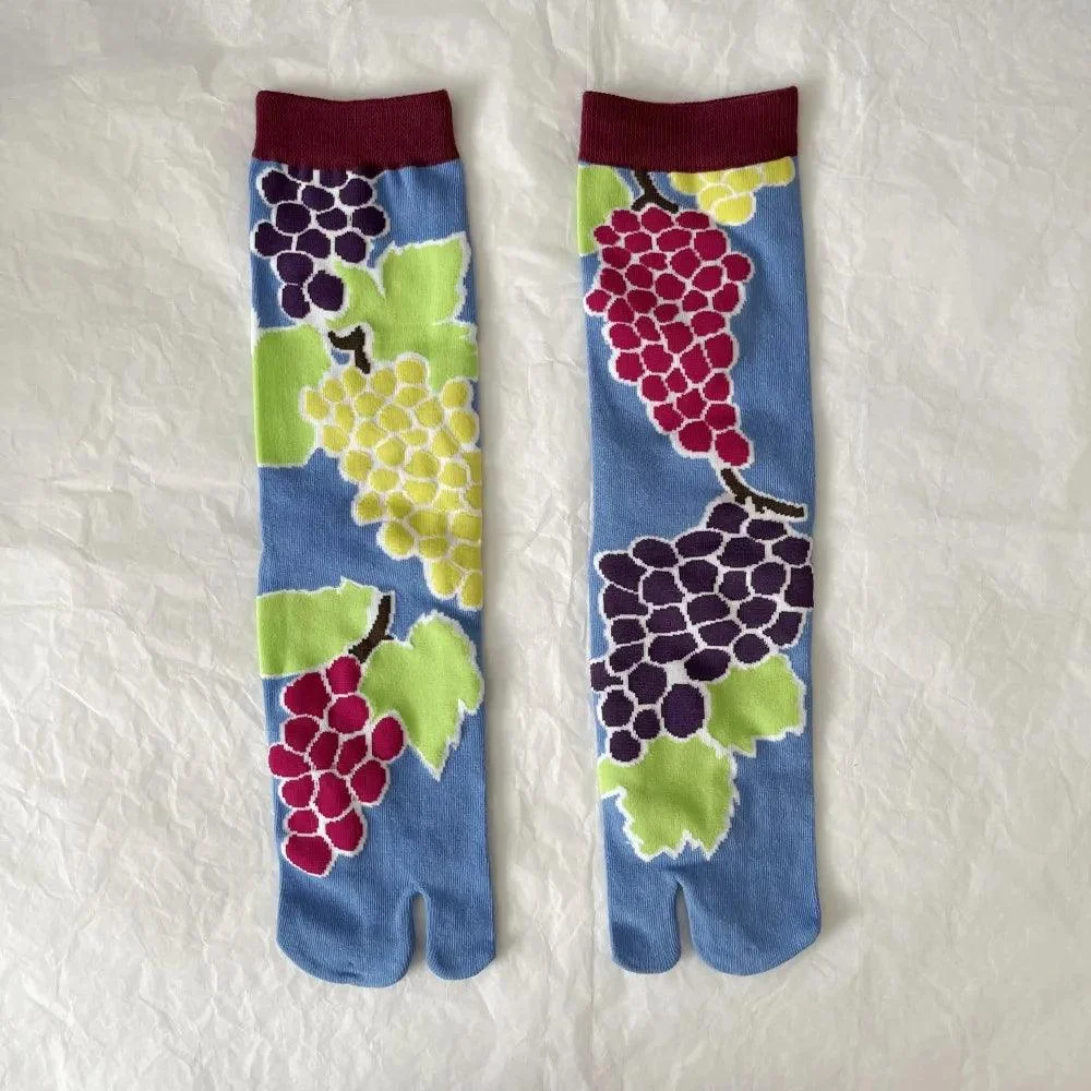 Vintage Harajuku Prints Cotton Split Toe Socks - Glova