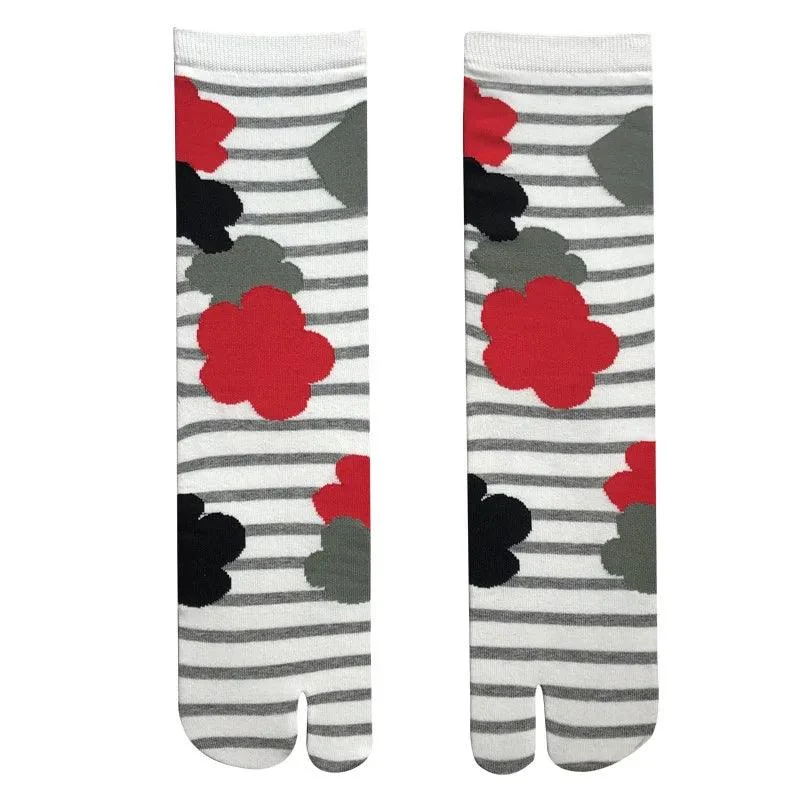 Vintage Harajuku Prints Cotton Split Toe Socks - Glova