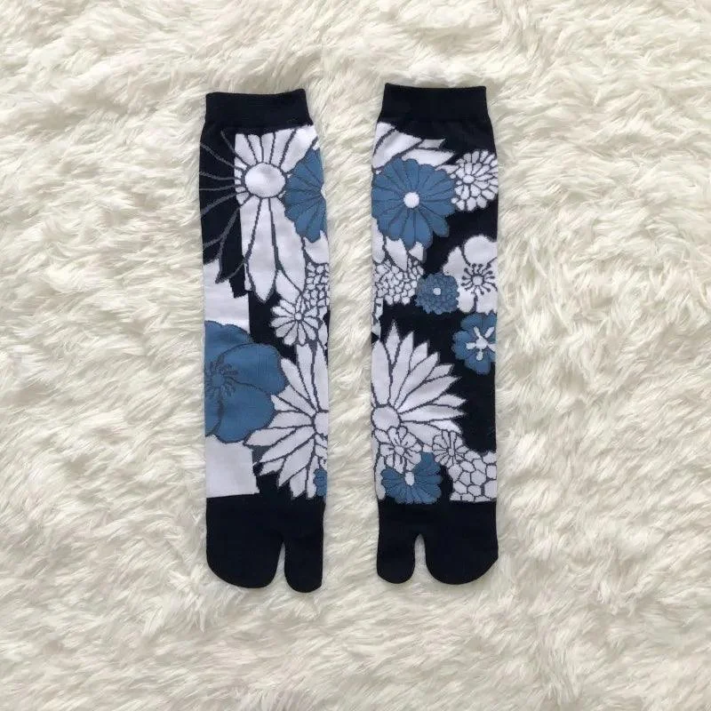 Vintage Harajuku Prints Cotton Split Toe Socks - Glova