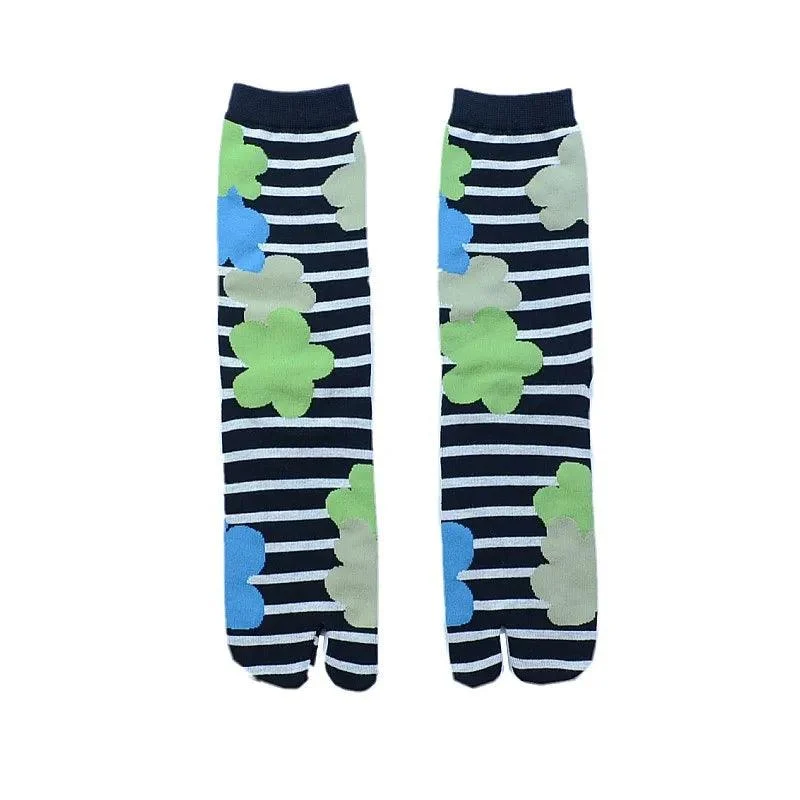 Vintage Harajuku Prints Cotton Split Toe Socks - Glova