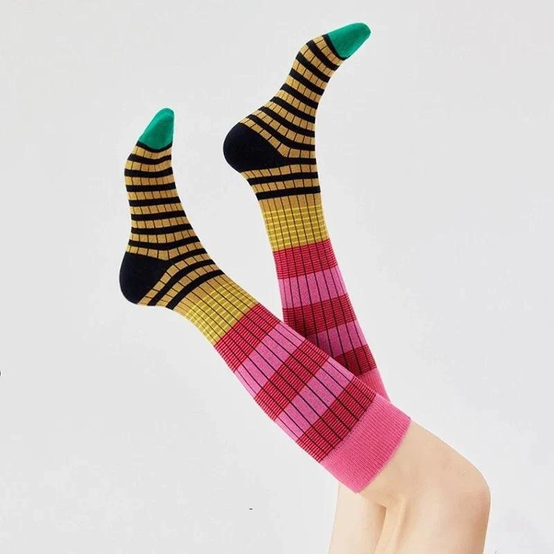 Vintage Multi Stripe Knee High Socks - Glova