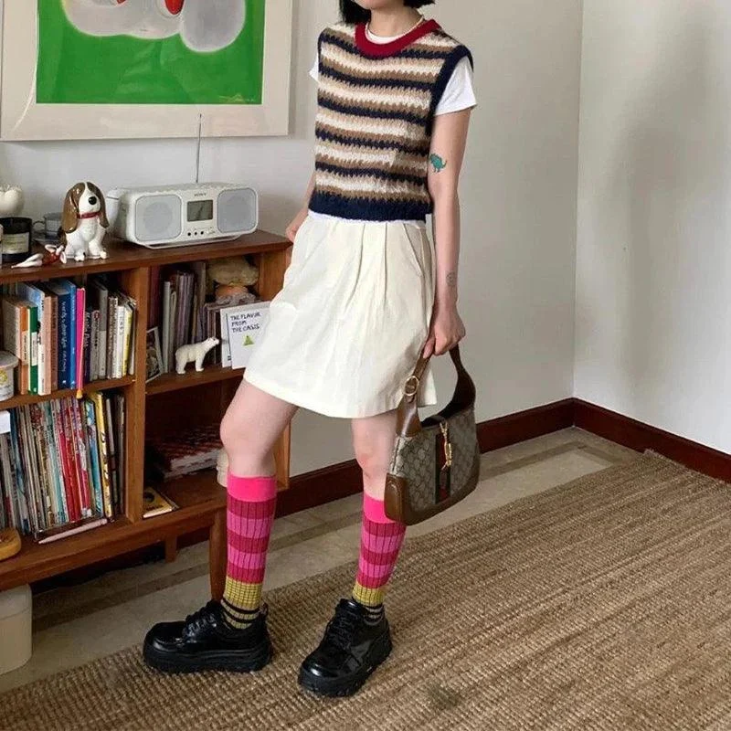 Vintage Multi Stripe Knee High Socks - Glova