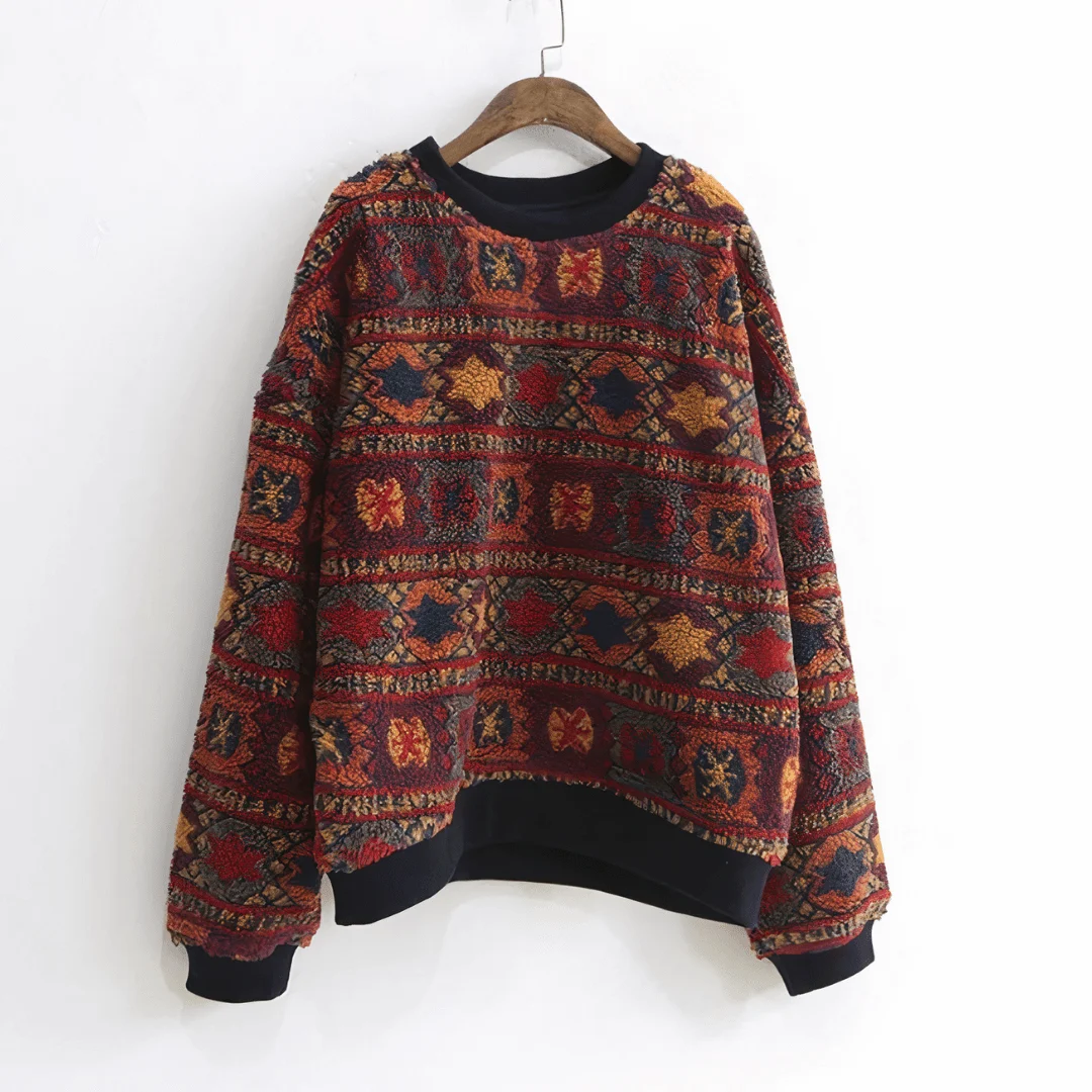 Vintage Print O-Neck Sweatshirt - Glova