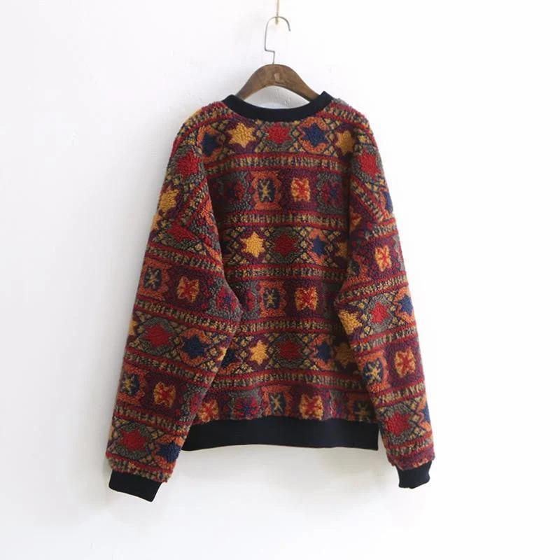 Vintage Print O-Neck Sweatshirt - Glova