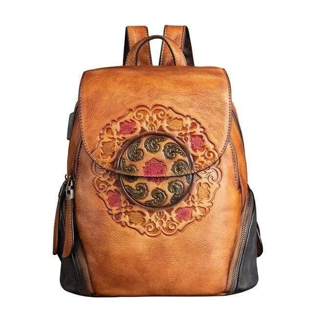 Vintage Style Leather Backpack - Glova