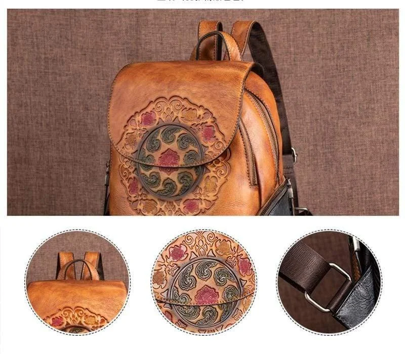 Vintage Style Leather Backpack - Glova